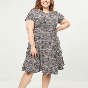 Lane Bryant NWT Size 14/16 Fit & Flare Tweed Dress Stretchy Black White Burgundy